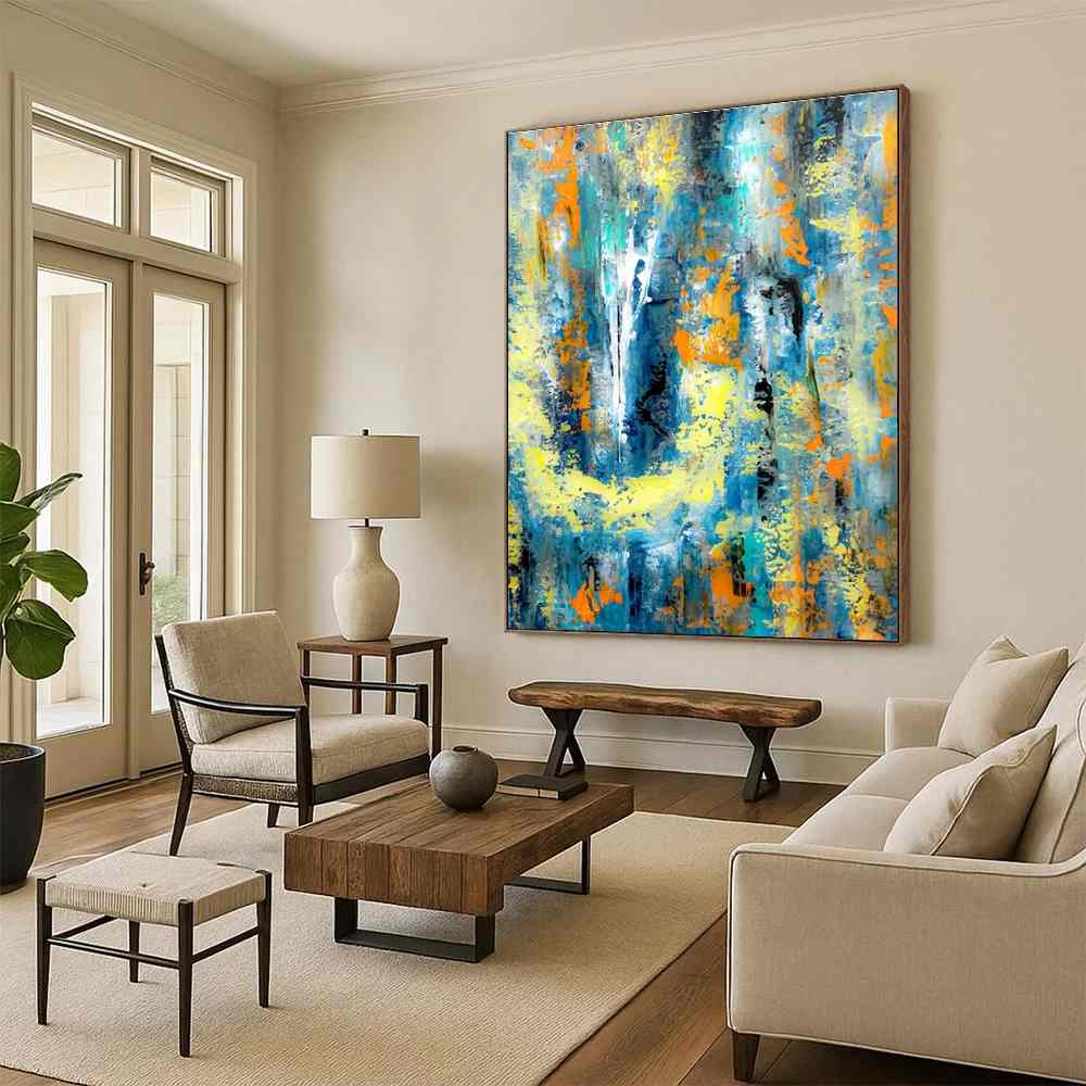 Yellow_Paintings_Blue_Cool_Abstract_Artwork_K77KD wall art